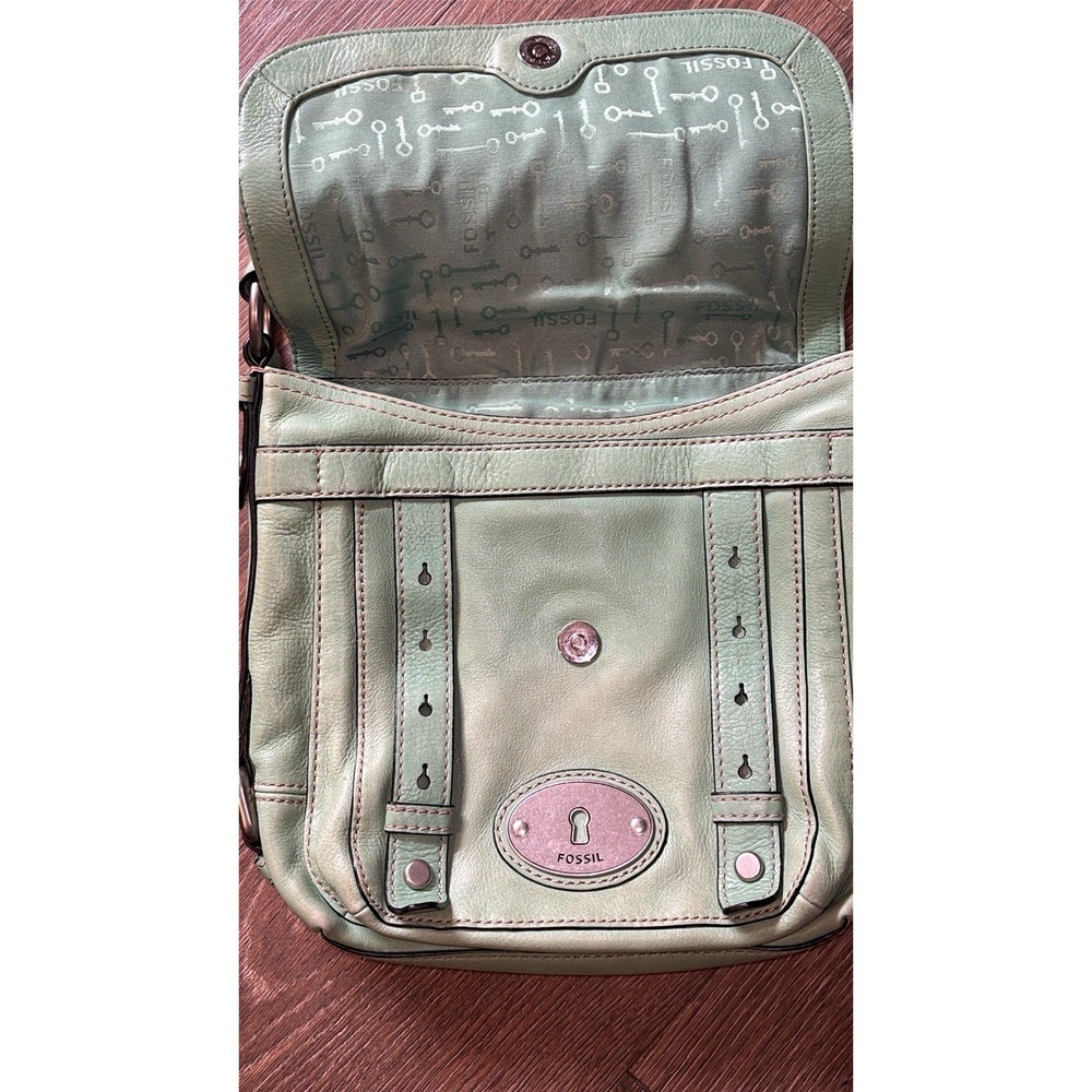 Fossil‎ Maddox Green Leather Classic Long Live Vintage Flap Buckle Crossbody Bag - Picture 4 of 9